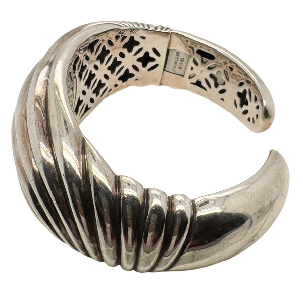 David Yurman Sterling Silver Sculptural Hinged Cuff Bracelet