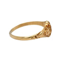 Victorian 18K Yellow Gold Citrine Ring – Antique Engraved Band – Size 6.5