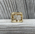 Sydney Evan 14k Gold & Diamond Luck Block Ring With Original Box