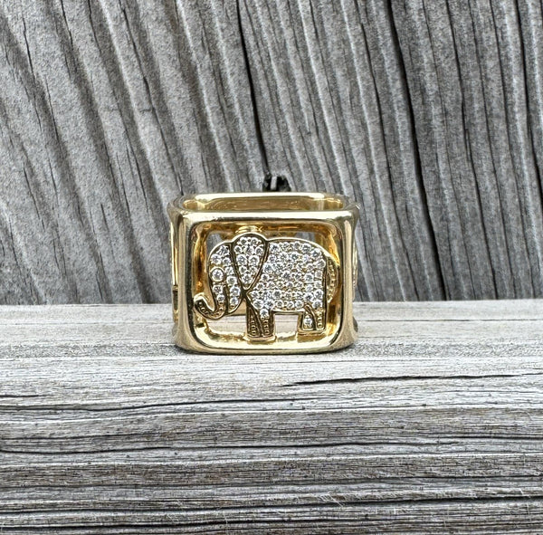 Sydney Evan 14k Gold & Diamond Luck Block Ring With Original Box