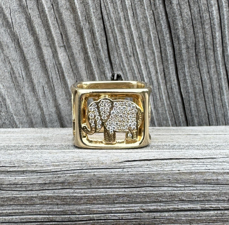 Sydney Evan 14k Gold & Diamond Luck Block Ring With Original Box