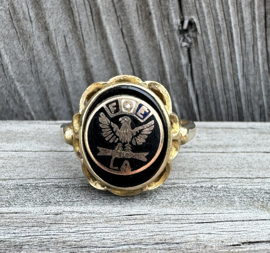 10k Gold Fraternal Order of Eagles Ladies Auxilary Signet Ring