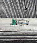 Vintage Platinum Emerald and Round & Baguette Diamond Ring