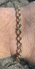 Vintage 9k Gold Alternating Rope Link British Charm Bracelet