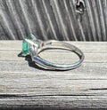 Vintage Platinum Emerald and Round & Baguette Diamond Ring