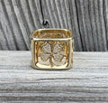 Sydney Evan 14k Gold & Diamond Luck Block Ring With Original Box