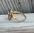 Vintage 10k Gold Onyx Diamond Ring Milgrain Edges and Twisted Border Estate Ring