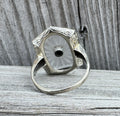 Antique Art Deco 14k Gold Camphor Glass Diamond Filigree Ring Estate Ring