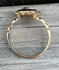 Vintage 10k Gold Onyx Diamond Ring Milgrain Edges and Twisted Border Estate Ring