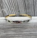 Vintage Soviet 835 Sterling Silver Cuff Bracelet Floral Motif Gilt Interior