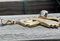 10k Gold Moonstone Floral Swirl Motif Art Nouveau Era Pendant by Shiman