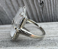 Antique Art Deco 14k Gold Camphor Glass Diamond Filigree Ring Estate Ring