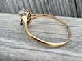 Victorian 10k Gold Moonstone & Emerald Ring Antique Estate Gemstone Ring
