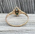 Victorian 10k Gold Moonstone & Emerald Ring Antique Estate Gemstone Ring