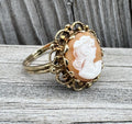 Vintage 10k Gold Shell Cameo Ring Women’s Profile Estate Cameo Ring