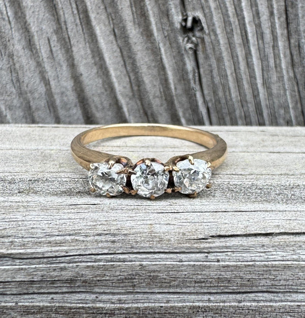 Estate 10K Gold Old Mine Cut Diamond Ring Antique Victorian Style Ring