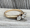 Estate 10K Gold Old Mine Cut Diamond Ring Antique Victorian Style Ring