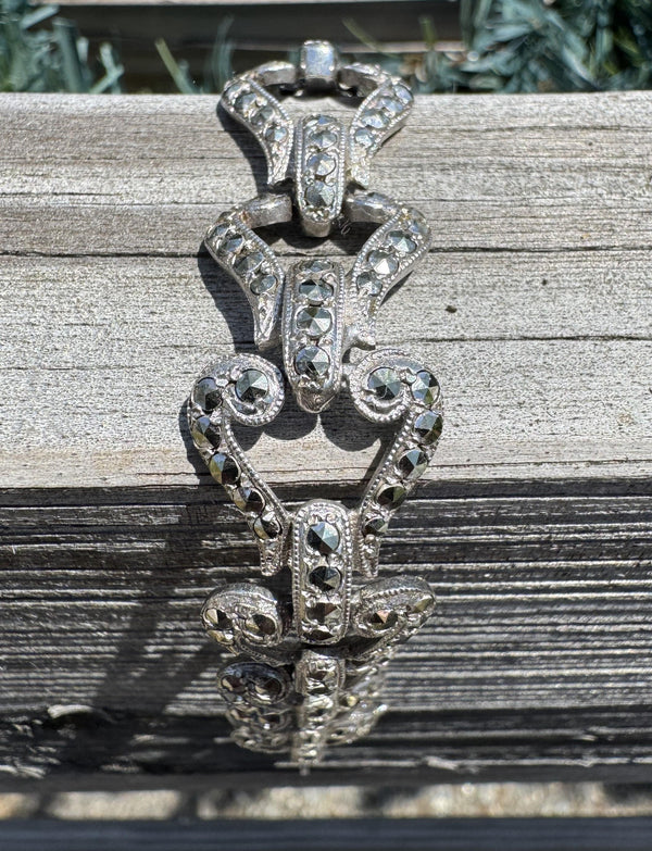 Vintage Sterling Silver West Germany Marcasite Bracelet Estate Jewelry