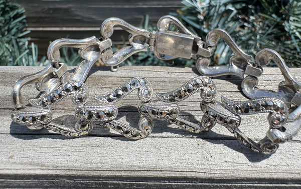 Vintage Sterling Silver West Germany Marcasite Bracelet Estate Jewelry
