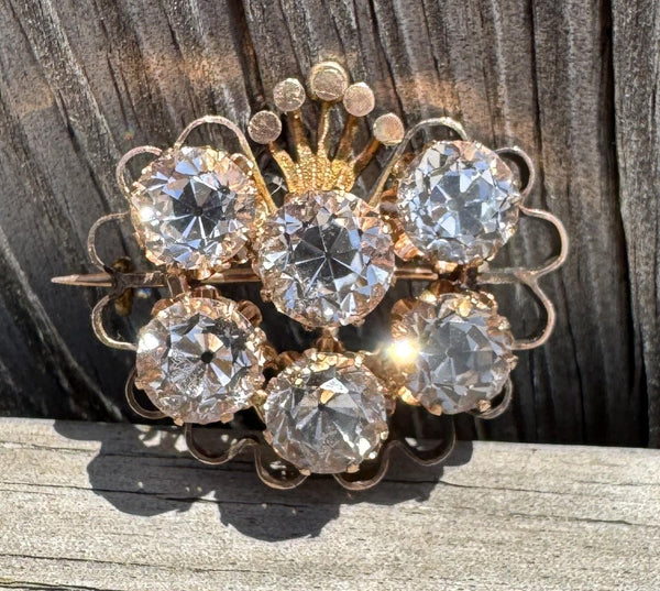 Victorian 10K Gold Rock Crystal Crown Pendant/Brooch – Antique Crown Jewelry