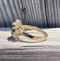 Estate 14k Gold Sapphire and Diamond Halo Statement Ring
