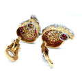 Charles De Temple Brutalist Ruby and Diamond Clip-On Earrings