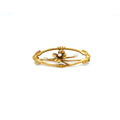 Art Nouveau 14K Yellow Gold Flower Brooch with Three Pearls