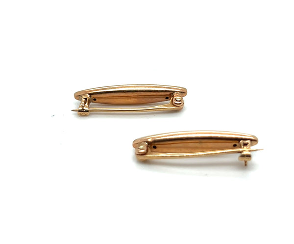Pair of 14K Yellow Gold, White Enamel & Pearl Lingerie Pins