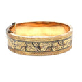 Victorian 14k Gold Hinged Bangle Bracelet Leaf Motif