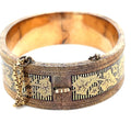 Victorian 14k Gold Hinged Bangle Bracelet Leaf Motif