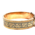 Victorian 14k Gold Hinged Bangle Bracelet Leaf Motif