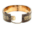 Victorian 14k Gold Hinged Bangle Bracelet Leaf Motif