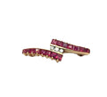 Vintage 14K Gold Ruby Diamond Brooch Step Cut Ruby Pin Estate
