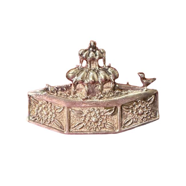 Vintage Sterling Silver Birds on Fountain Brooch – Figural Bird Pin – 18.3g